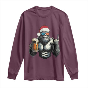 Bigfoot Christmas Long Sleeve Shirt Most Wonderful Xmas Sasquatch Beer TS10 Maroon Print Your Wear
