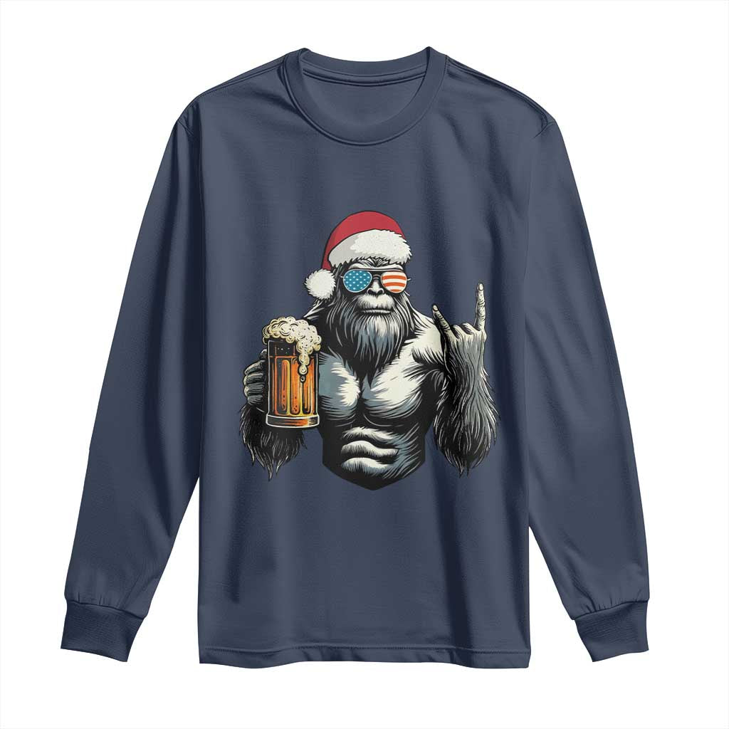 Bigfoot Christmas Long Sleeve Shirt Most Wonderful Xmas Sasquatch Beer TS10 Navy Print Your Wear