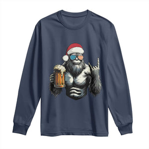 Bigfoot Christmas Long Sleeve Shirt Most Wonderful Xmas Sasquatch Beer TS10 Navy Print Your Wear