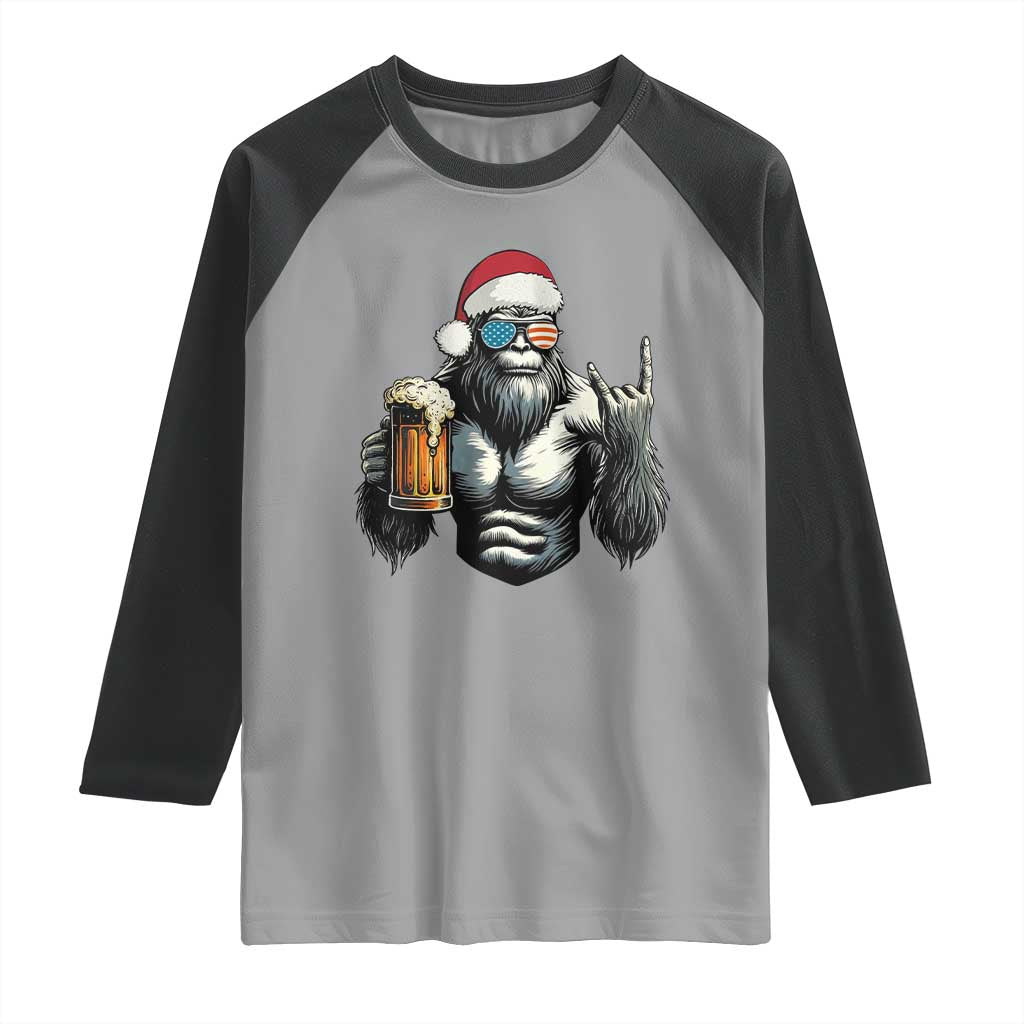 Bigfoot Christmas Raglan Shirt Most Wonderful Xmas Sasquatch Beer TS10 Sport Gray Black Print Your Wear