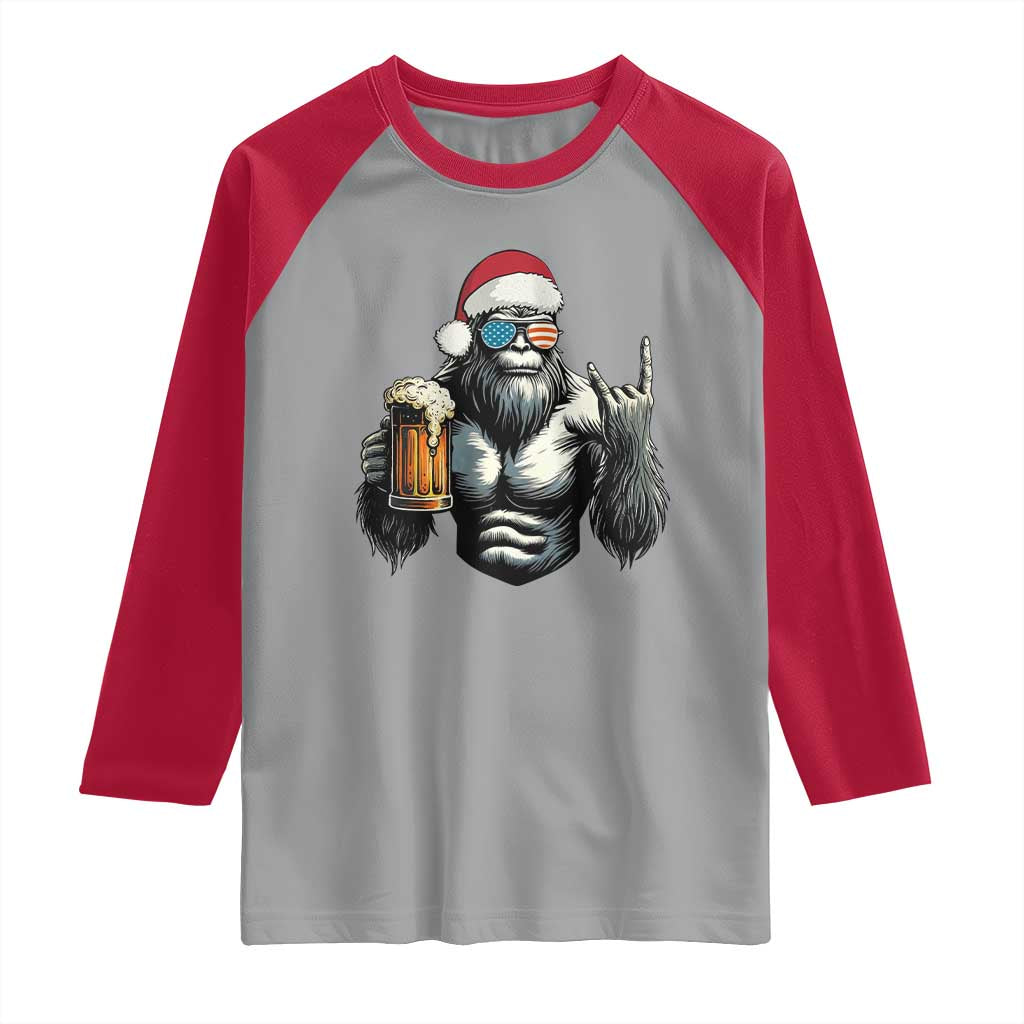 Bigfoot Christmas Raglan Shirt Most Wonderful Xmas Sasquatch Beer TS10 Sport Gray Red Print Your Wear