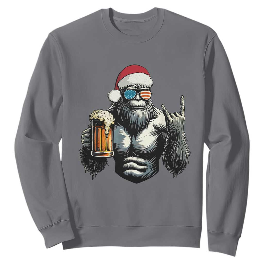 Bigfoot Christmas Sweatshirt Most Wonderful Xmas Sasquatch Beer TS10 Charcoal Print Your Wear