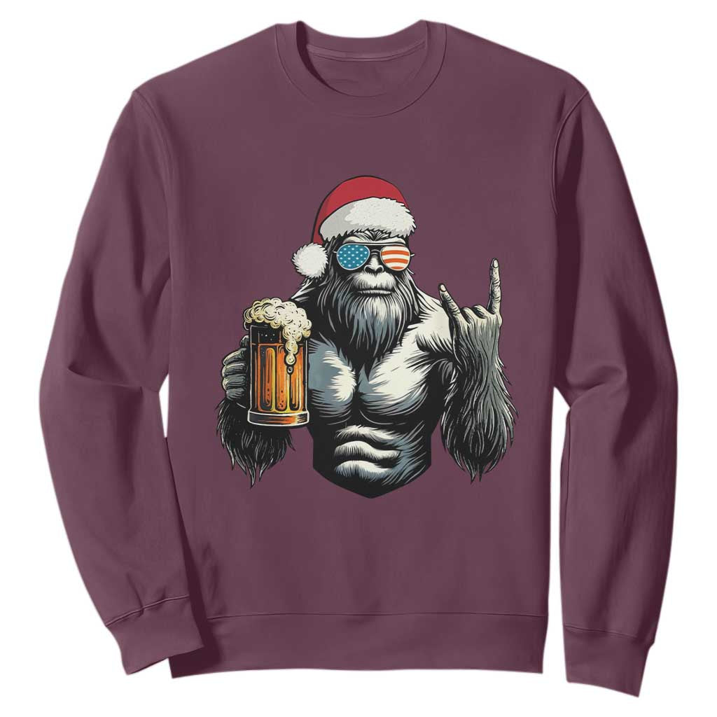 Bigfoot Christmas Sweatshirt Most Wonderful Xmas Sasquatch Beer TS10 Maroon Print Your Wear