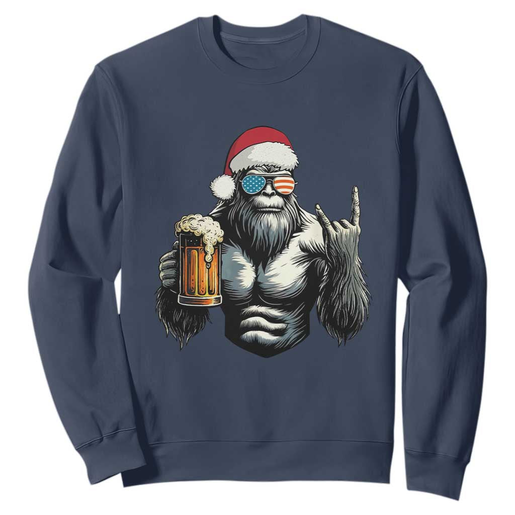Bigfoot Christmas Sweatshirt Most Wonderful Xmas Sasquatch Beer TS10 Navy Print Your Wear