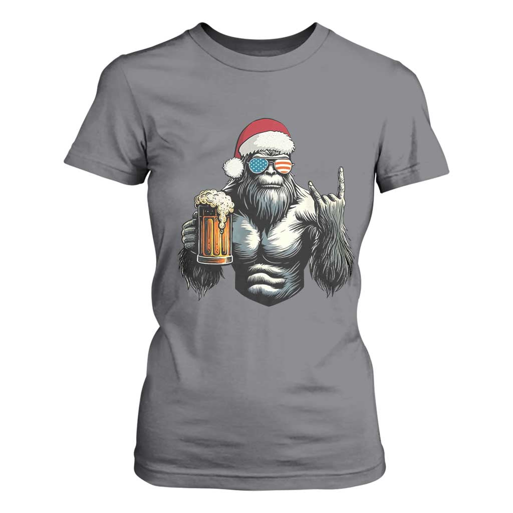 Bigfoot Christmas T Shirt For Women Most Wonderful Xmas Sasquatch Beer TS10 Charcoal Print Your Wear