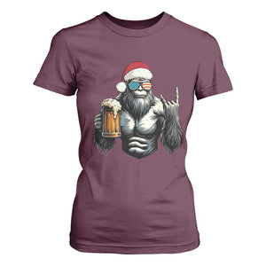 Bigfoot Christmas T Shirt For Women Most Wonderful Xmas Sasquatch Beer TS10 Maroon Print Your Wear