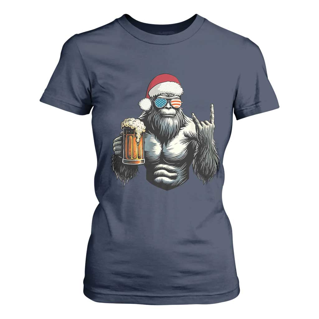 Bigfoot Christmas T Shirt For Women Most Wonderful Xmas Sasquatch Beer TS10 Navy Print Your Wear