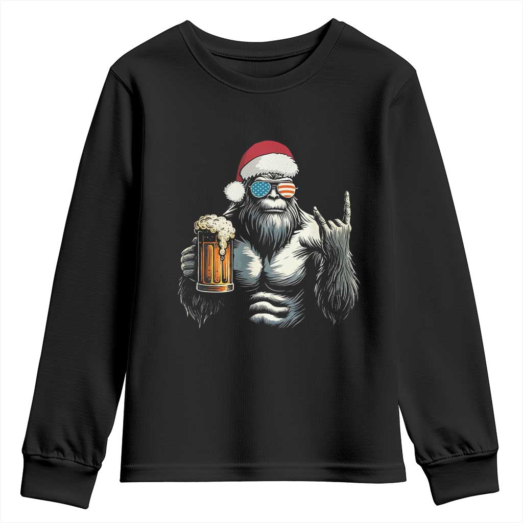 Bigfoot Christmas Youth Sweatshirt Most Wonderful Xmas Sasquatch Beer TS10 Black Print Your Wear