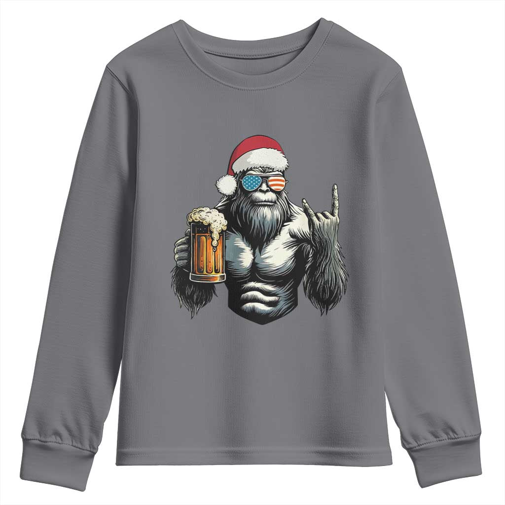 Bigfoot Christmas Youth Sweatshirt Most Wonderful Xmas Sasquatch Beer TS10 Charcoal Print Your Wear
