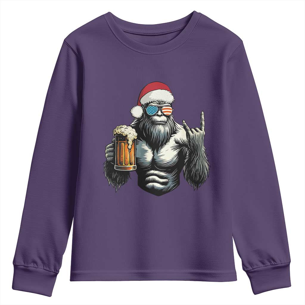 Bigfoot Christmas Youth Sweatshirt Most Wonderful Xmas Sasquatch Beer TS10 Purple Print Your Wear