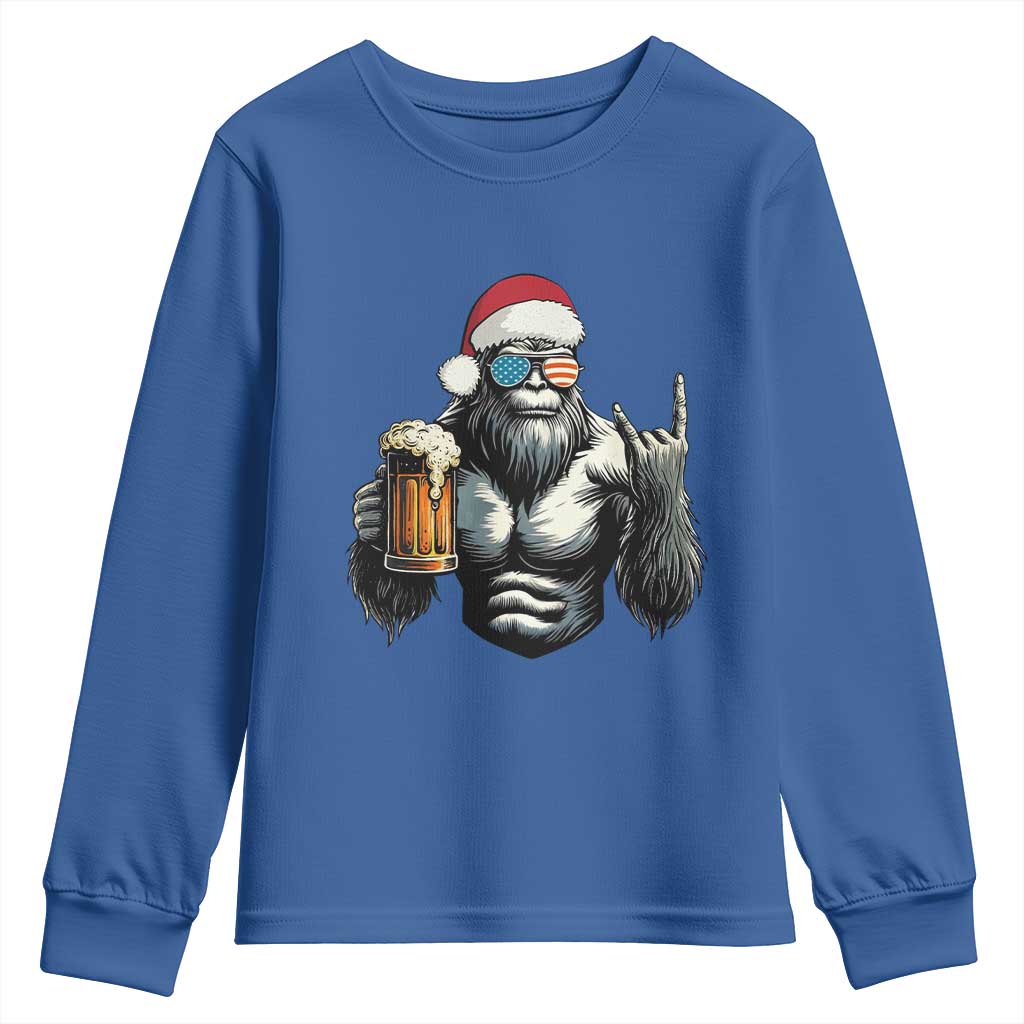 Bigfoot Christmas Youth Sweatshirt Most Wonderful Xmas Sasquatch Beer TS10 Royal Blue Print Your Wear