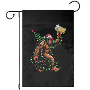 Santa Bigfoot Christmas Tree Garden Flag Xmas Lights Funny Sasquatch Beer TS10 Black Print Your Wear