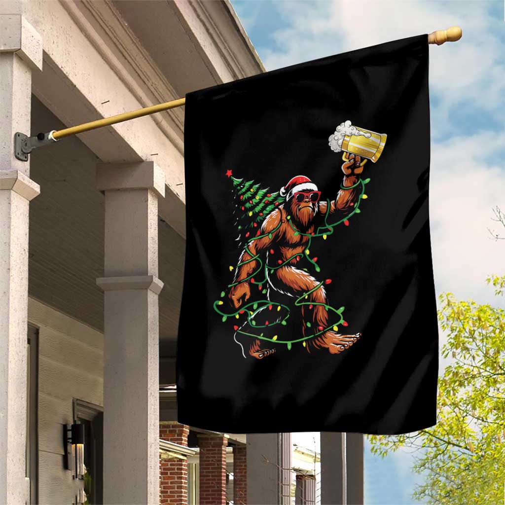 Santa Bigfoot Christmas Tree Garden Flag Xmas Lights Funny Sasquatch Beer TS10 Print Your Wear