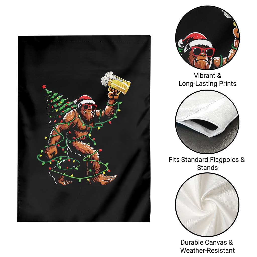 Santa Bigfoot Christmas Tree Garden Flag Xmas Lights Funny Sasquatch Beer TS10 Print Your Wear