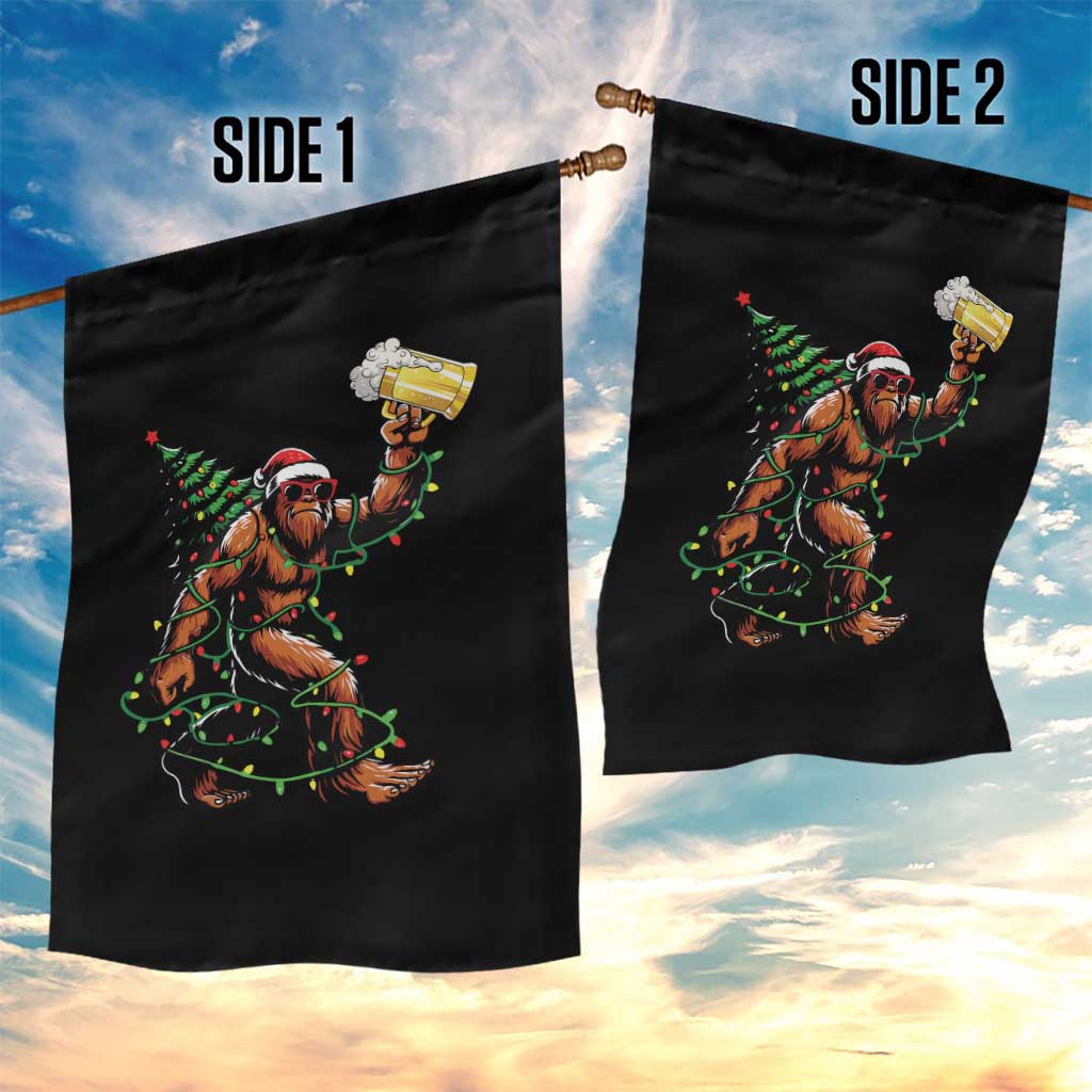 Santa Bigfoot Christmas Tree Garden Flag Xmas Lights Funny Sasquatch Beer TS10 Print Your Wear