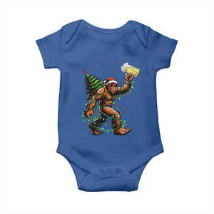 Santa Bigfoot Christmas Tree Baby Onesie Xmas Lights Funny Sasquatch Beer TS10 Royal Blue Print Your Wear