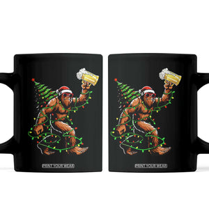 Santa Bigfoot Christmas Tree Coffee Mug Xmas Lights Funny Sasquatch Beer TS10 Black Print Your Wear