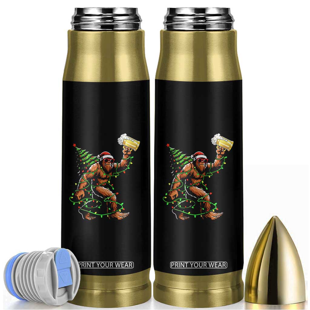 Santa Bigfoot Christmas Tree Bullet Tumbler Xmas Lights Funny Sasquatch Beer TS10 Black Print Your Wear