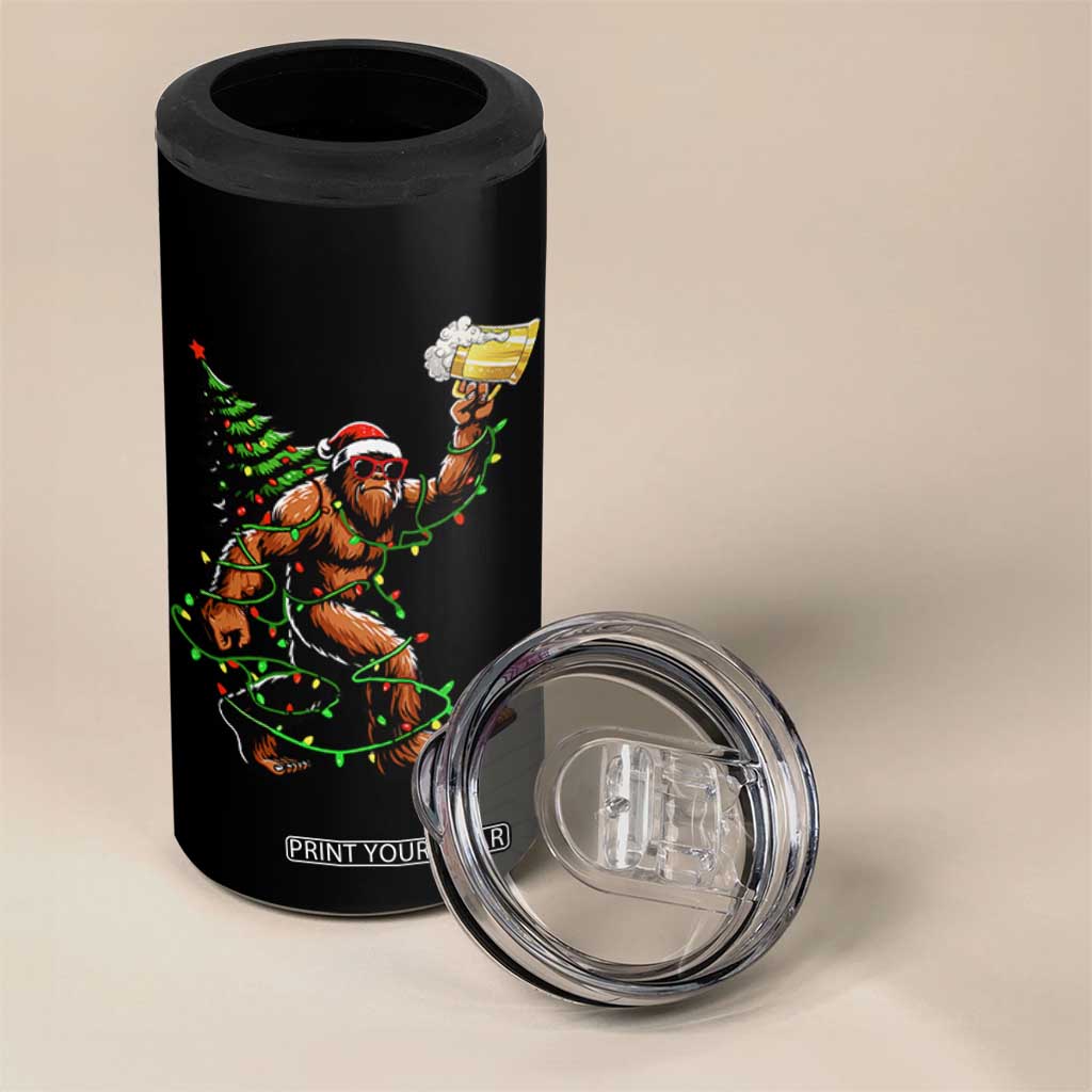 Santa Bigfoot Christmas Tree 4 in 1 Can Cooler Tumbler Xmas Lights Funny Sasquatch Beer TS10 Print Your Wear