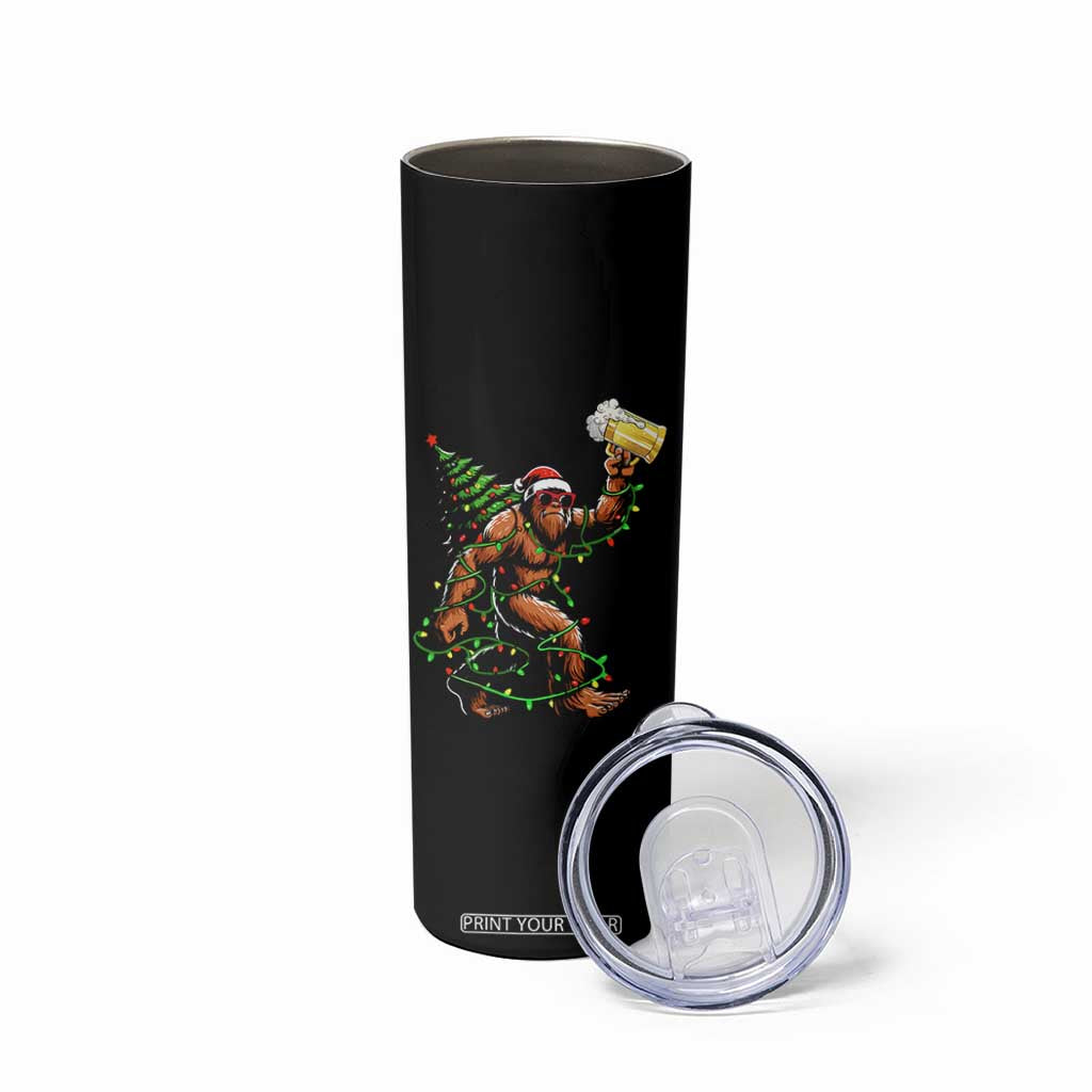 Santa Bigfoot Christmas Tree Skinny Tumbler Xmas Lights Funny Sasquatch Beer TS10 Print Your Wear