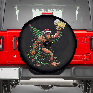 Santa Bigfoot Christmas Tree Spare Tire Cover Xmas Lights Funny Sasquatch Beer TS10 Black Print Your Wear