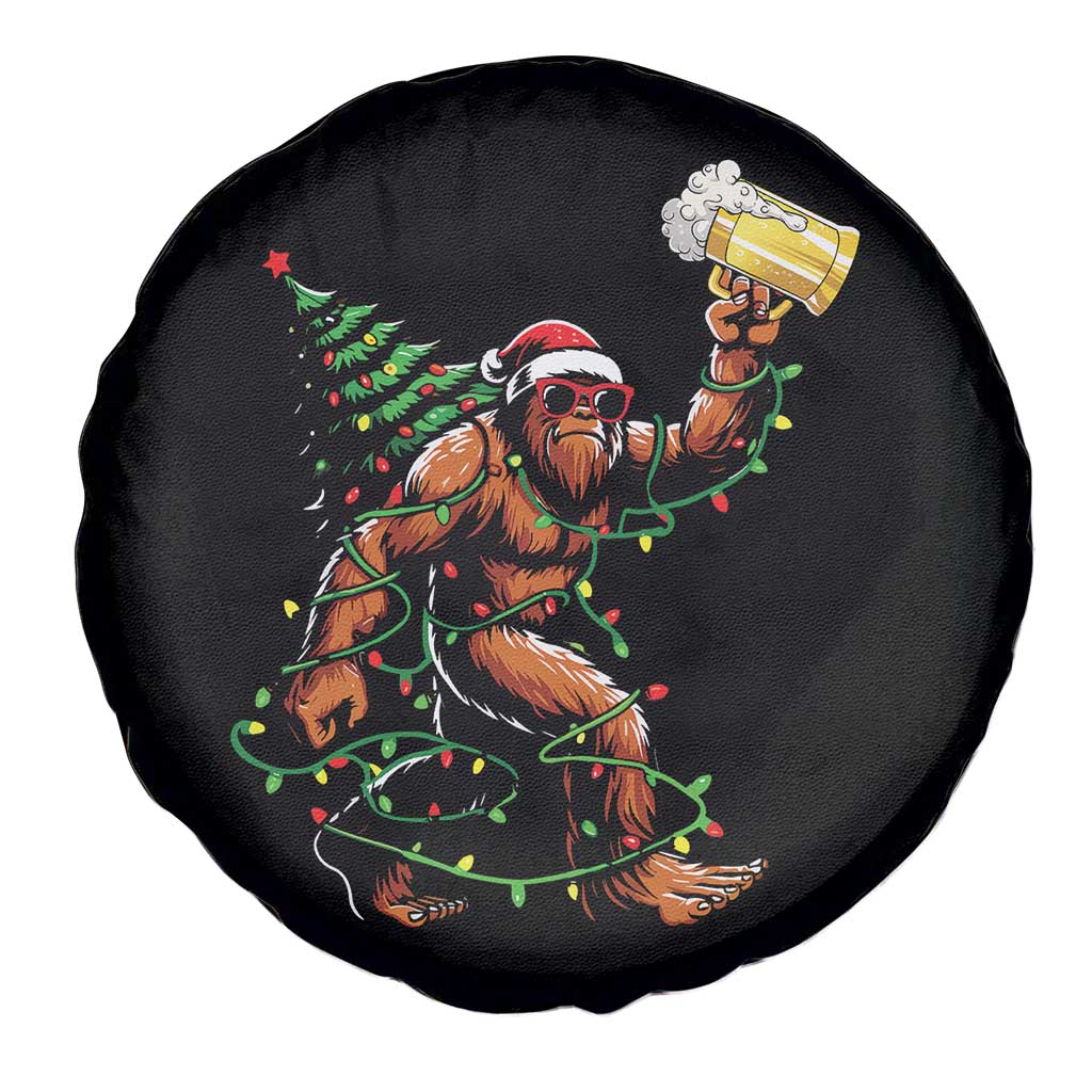 Santa Bigfoot Christmas Tree Spare Tire Cover Xmas Lights Funny Sasquatch Beer TS10 Print Your Wear