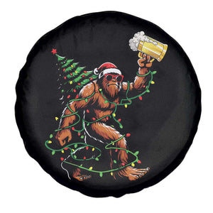 Santa Bigfoot Christmas Tree Spare Tire Cover Xmas Lights Funny Sasquatch Beer TS10 Print Your Wear