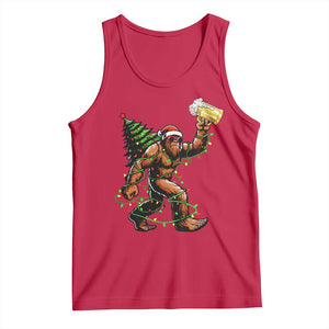Santa Bigfoot Christmas Tree Tank Top Xmas Lights Funny Sasquatch Beer - Print Your Wear