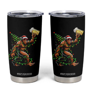 Santa Bigfoot Christmas Tree Tumbler Cup Xmas Lights Funny Sasquatch Beer TS10 Black Print Your Wear
