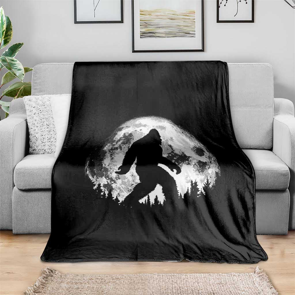 Bigfoot Night Stroll Throw Blanket Cool Full Moon & Trees Sasquatch TS10 Print Your Wear