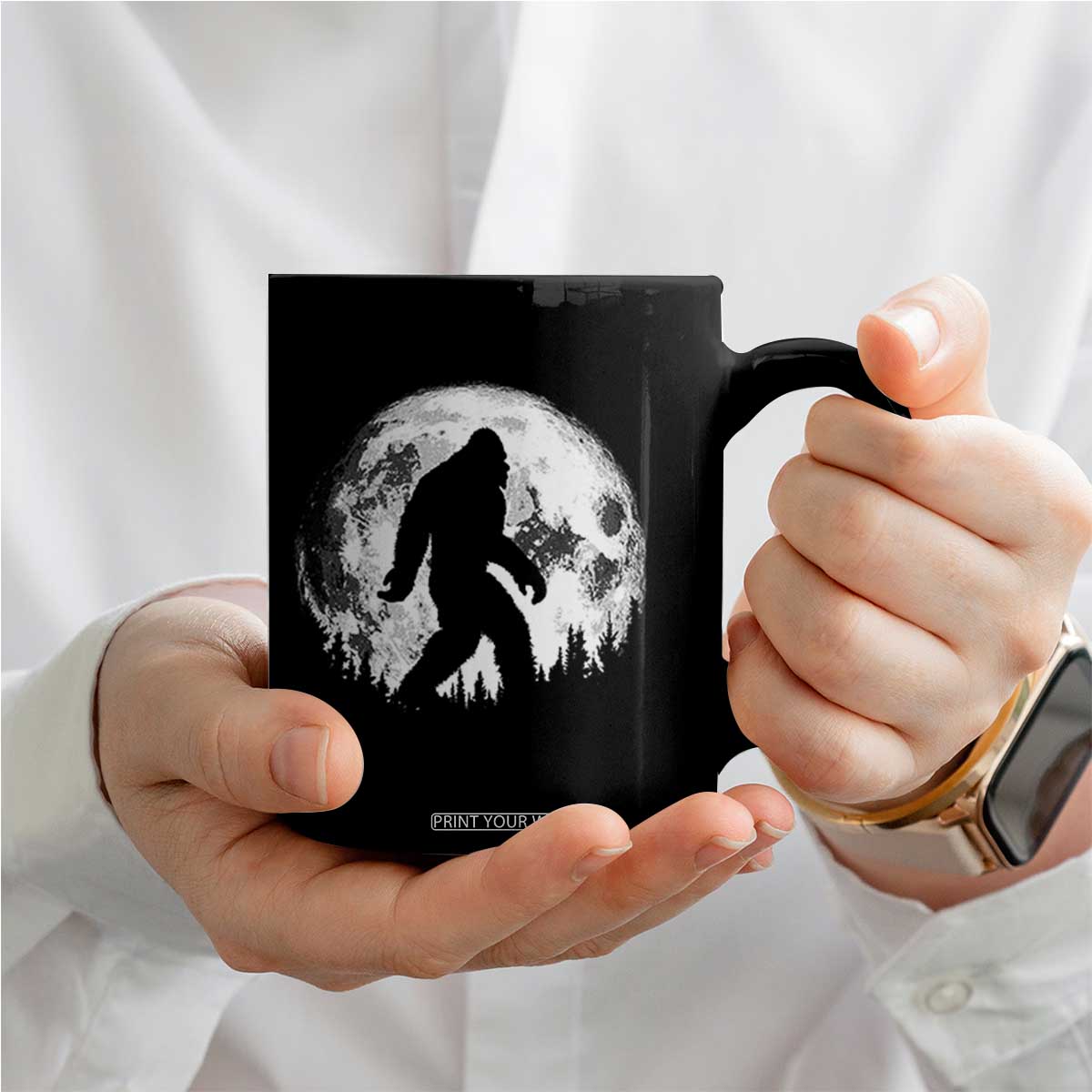 Bigfoot Night Stroll Coffee Mug Cool Full Moon & Trees Sasquatch TS10 Print Your Wear