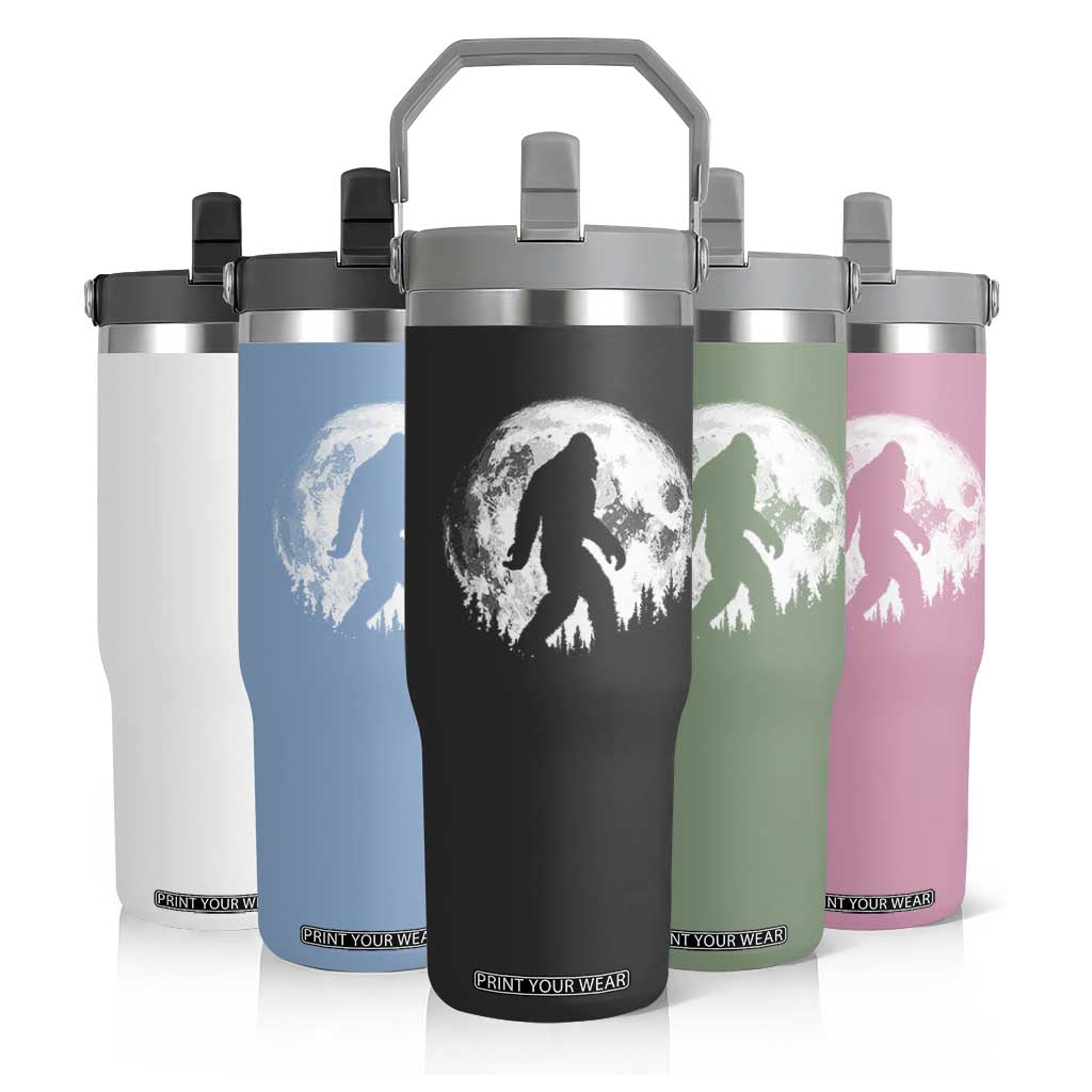 Bigfoot Night Stroll Flip Straw Tumbler Cool Full Moon & Trees Sasquatch TS10 Print Your Wear