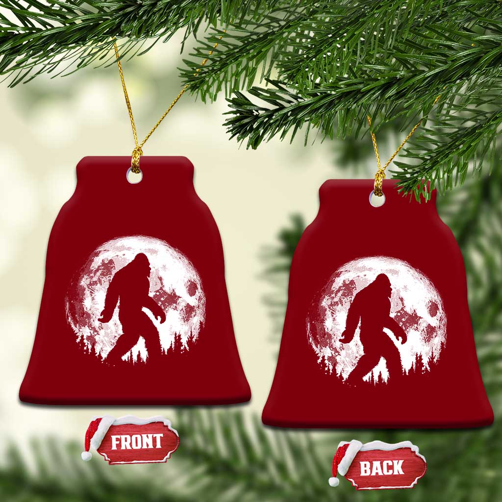 Bigfoot Night Stroll Ceramic Ornament Cool Full Moon & Trees Sasquatch - Print Your Wear