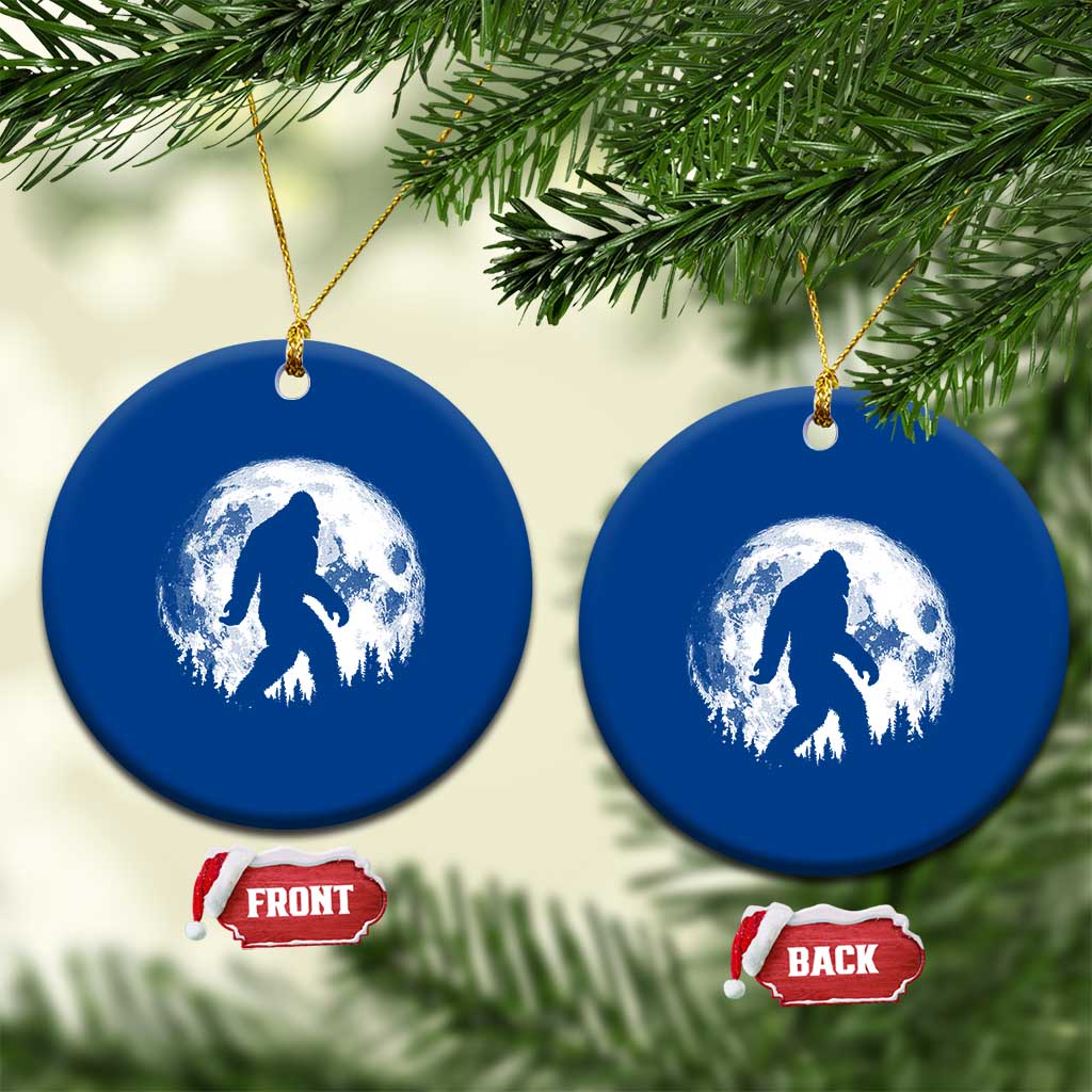 Bigfoot Night Stroll Ceramic Ornament Cool Full Moon & Trees Sasquatch - Print Your Wear