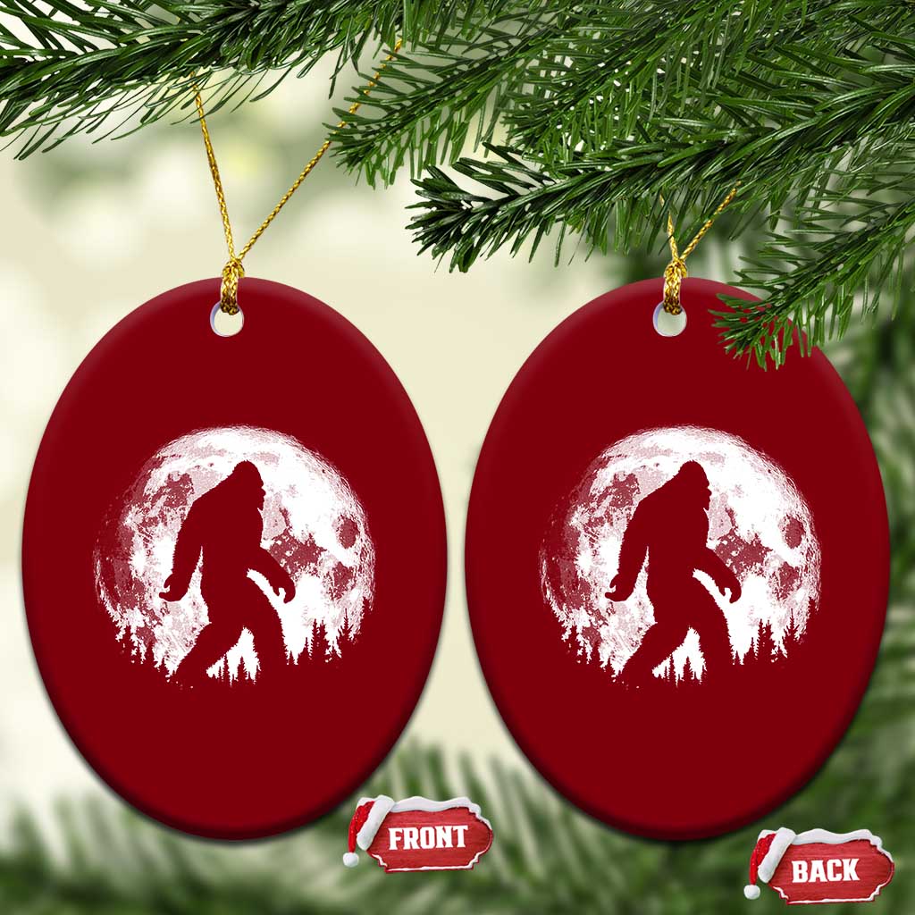 Bigfoot Night Stroll Ceramic Ornament Cool Full Moon & Trees Sasquatch - Print Your Wear