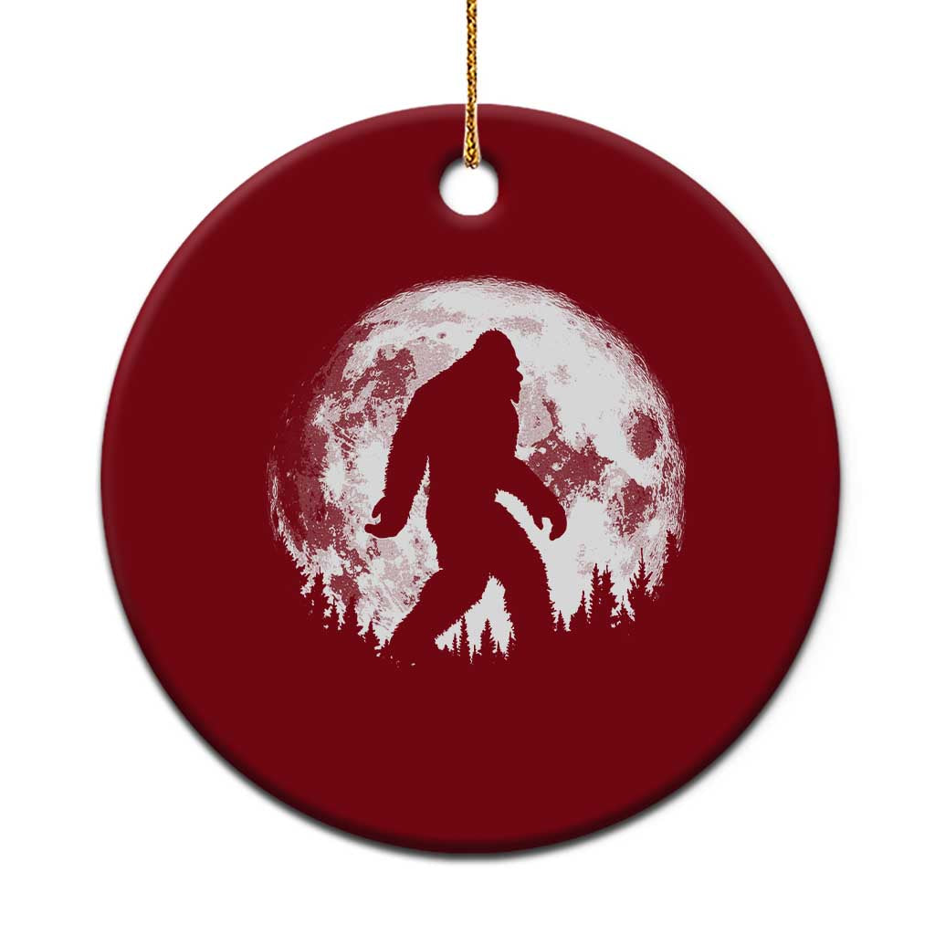 Bigfoot Night Stroll Ceramic Ornament Cool Full Moon & Trees Sasquatch - Print Your Wear