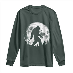 Bigfoot Night Stroll Long Sleeve Shirt Cool Full Moon & Trees Sasquatch TS10 Dark Forest Green Print Your Wear