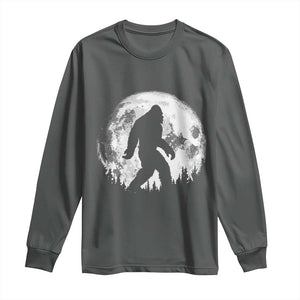 Bigfoot Night Stroll Long Sleeve Shirt Cool Full Moon & Trees Sasquatch TS10 Dark Heather Print Your Wear