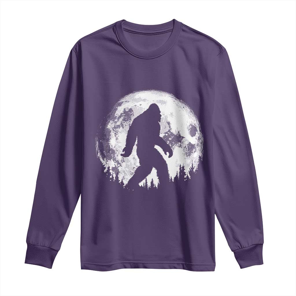 Bigfoot Night Stroll Long Sleeve Shirt Cool Full Moon & Trees Sasquatch TS10 Purple Print Your Wear
