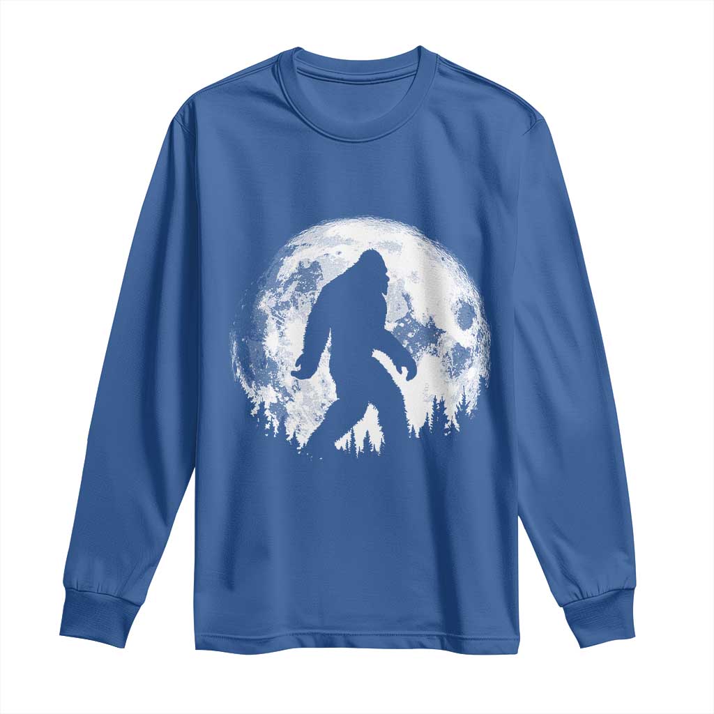Bigfoot Night Stroll Long Sleeve Shirt Cool Full Moon & Trees Sasquatch TS10 Royal Blue Print Your Wear