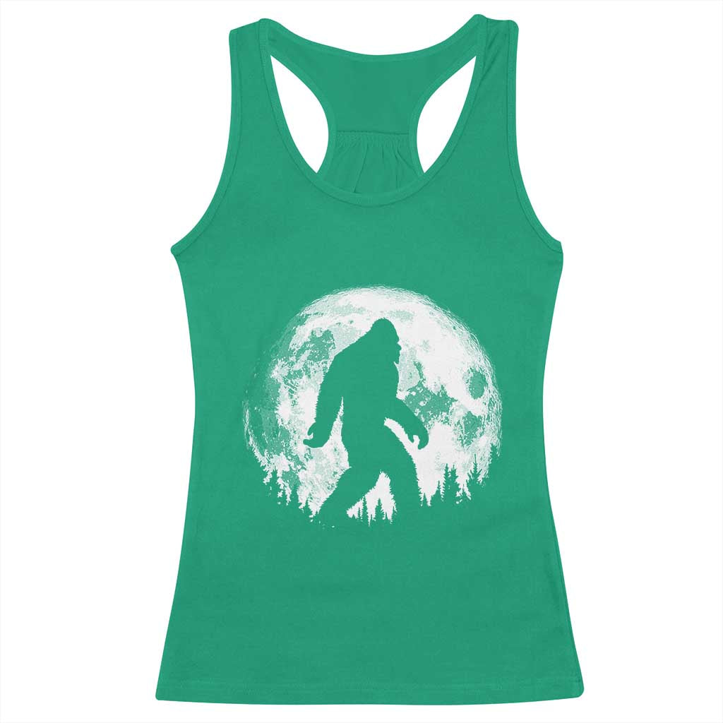 Bigfoot Night Stroll Racerback Tank Top Cool Full Moon & Trees Sasquatch TS10 Irish Green Print Your Wear