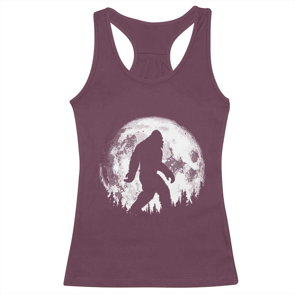 Bigfoot Night Stroll Racerback Tank Top Cool Full Moon & Trees Sasquatch TS10 Maroon Print Your Wear