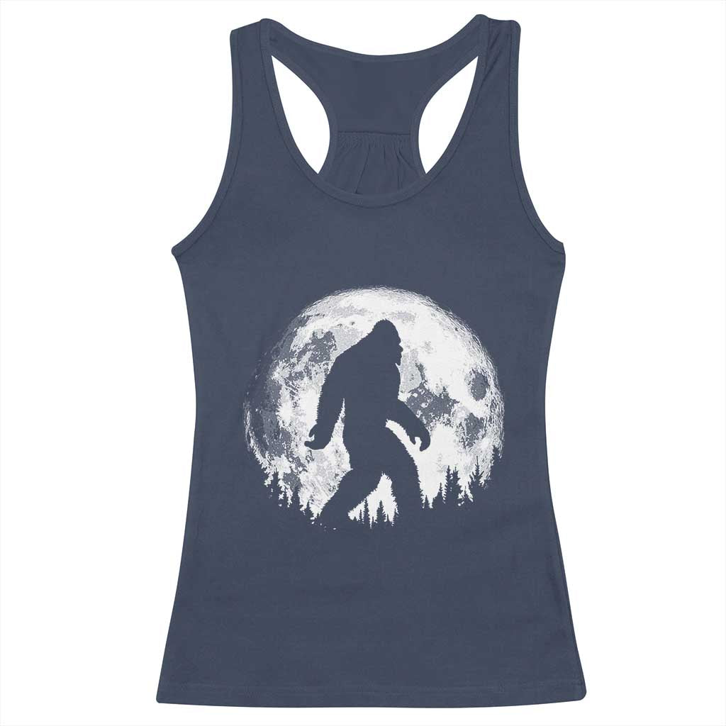Bigfoot Night Stroll Racerback Tank Top Cool Full Moon & Trees Sasquatch TS10 Navy Print Your Wear