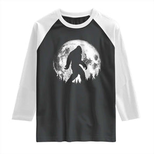 Bigfoot Night Stroll Raglan Shirt Cool Full Moon & Trees Sasquatch TS10 Black White Print Your Wear