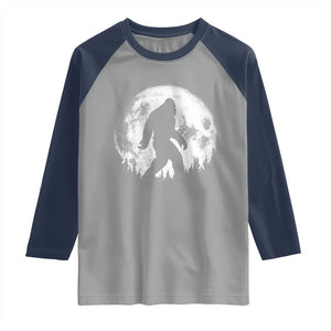 Bigfoot Night Stroll Raglan Shirt Cool Full Moon & Trees Sasquatch TS10 Sport Gray Navy Print Your Wear