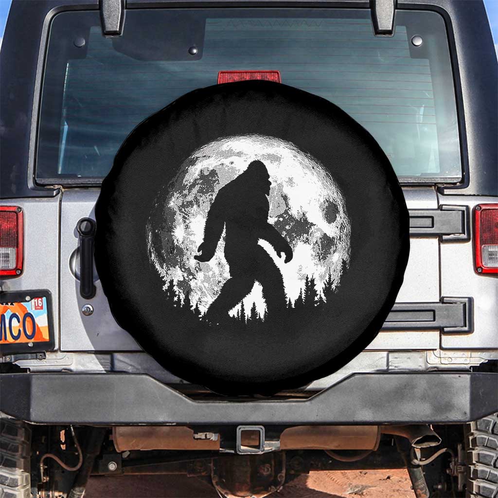 Bigfoot Night Stroll Spare Tire Cover Cool Full Moon & Trees Sasquatch TS10 No hole Black Print Your Wear