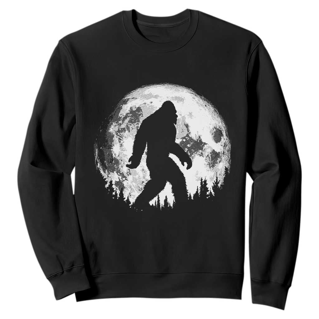 Bigfoot Night Stroll Sweatshirt Cool Full Moon & Trees Sasquatch TS10 Black Print Your Wear