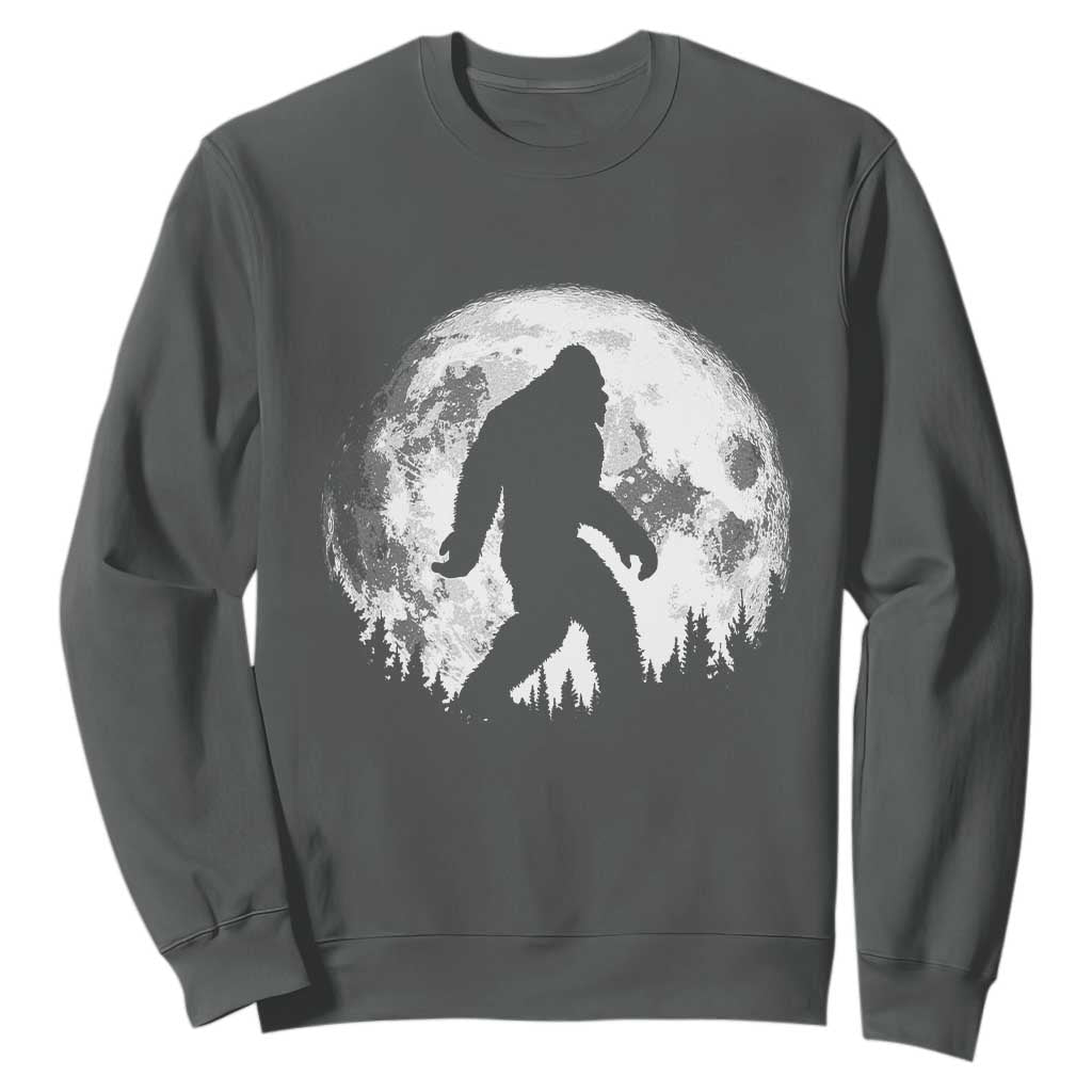 Bigfoot Night Stroll Sweatshirt Cool Full Moon & Trees Sasquatch TS10 Dark Heather Print Your Wear