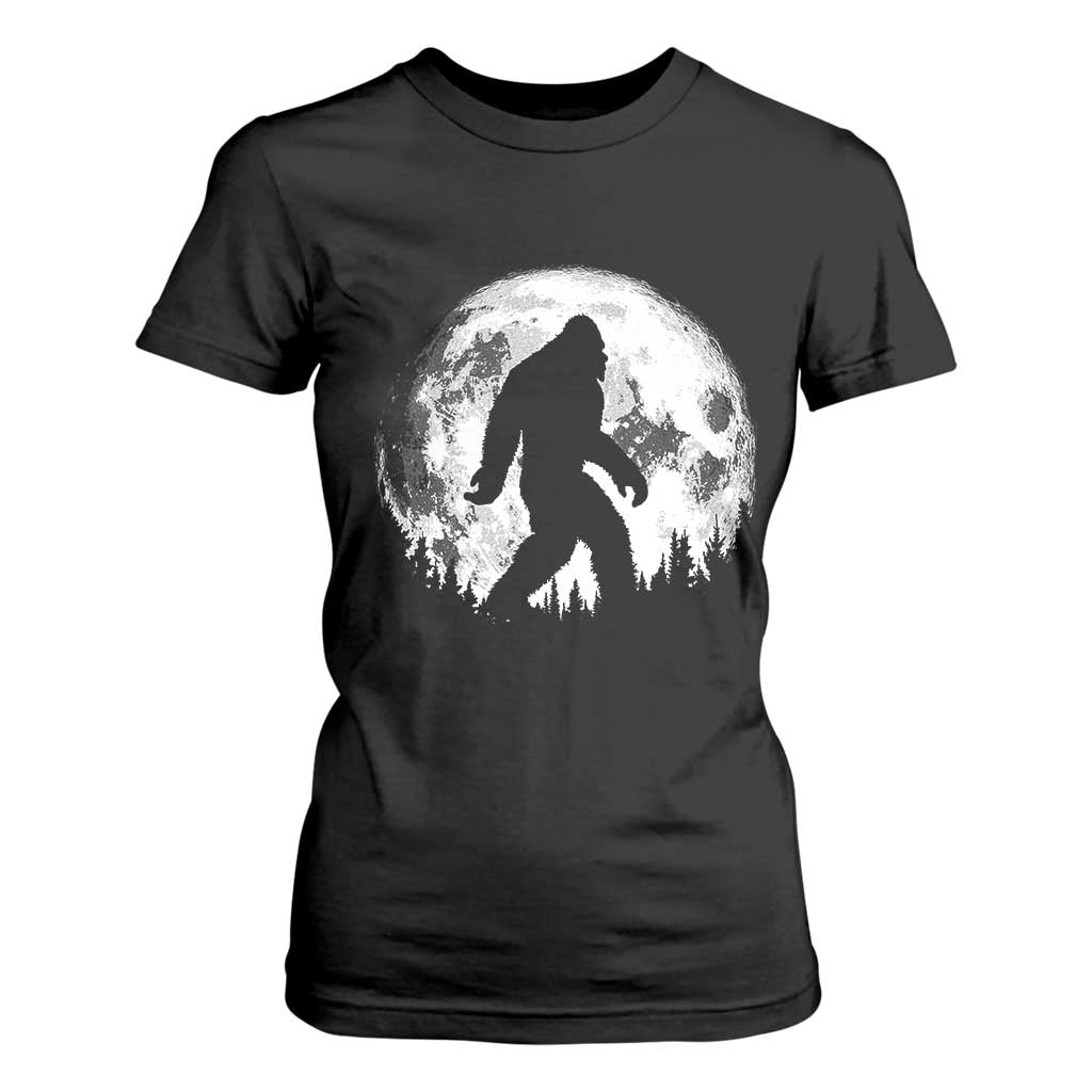 Bigfoot Night Stroll T Shirt For Women Cool Full Moon & Trees Sasquatch TS10 Black Print Your Wear