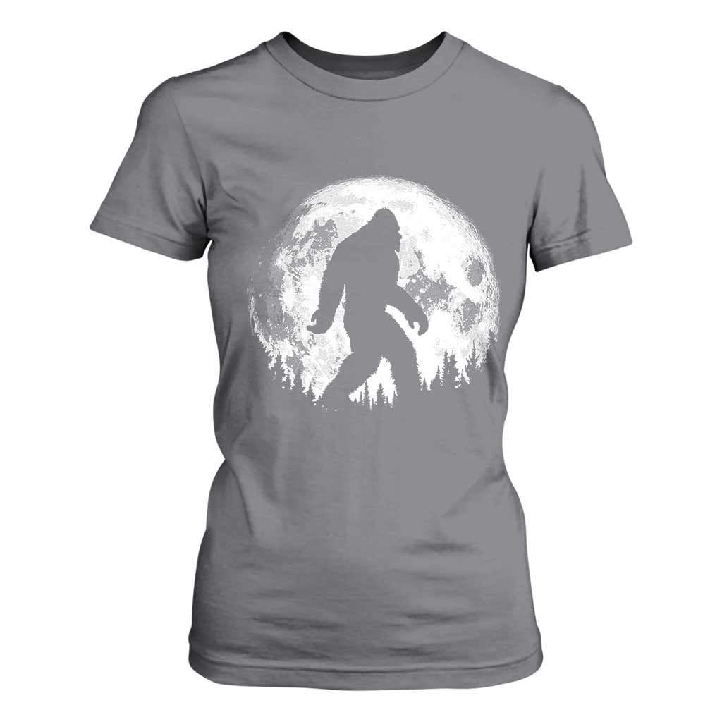 Bigfoot Night Stroll T Shirt For Women Cool Full Moon & Trees Sasquatch - Print Your Wear